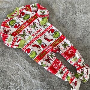 Dr. Seuss The Grinch Sleeper Sz 18M Fleece Footed Christmas Holiday Party